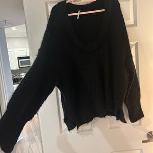 Free People Black Crew Neck Sweater